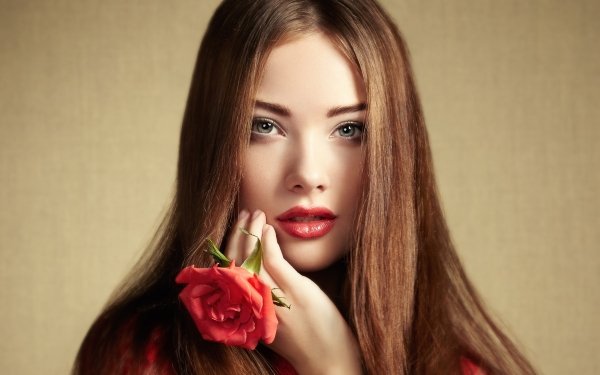 Women Model Lipstick Face Redhead Blue Eyes HD Wallpaper | Background Image
