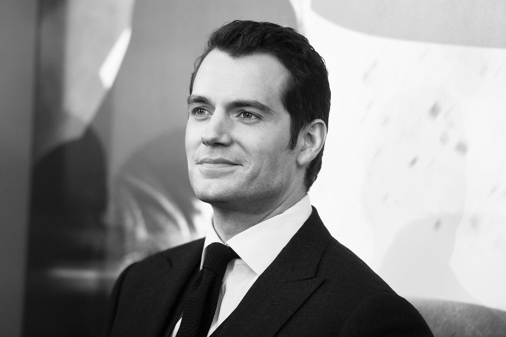 Download Black & White British Actor Celebrity Henry Cavill HD Wallpaper