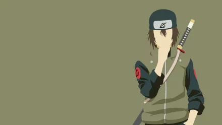 4K Ultra HD anime wallpaper featuring Hayate Gekkō from Naruto, depicted with his ninja headband and sword against a muted green background.