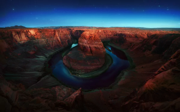 cliff river night canyon nature Horseshoe Bend HD Desktop Wallpaper | Background Image