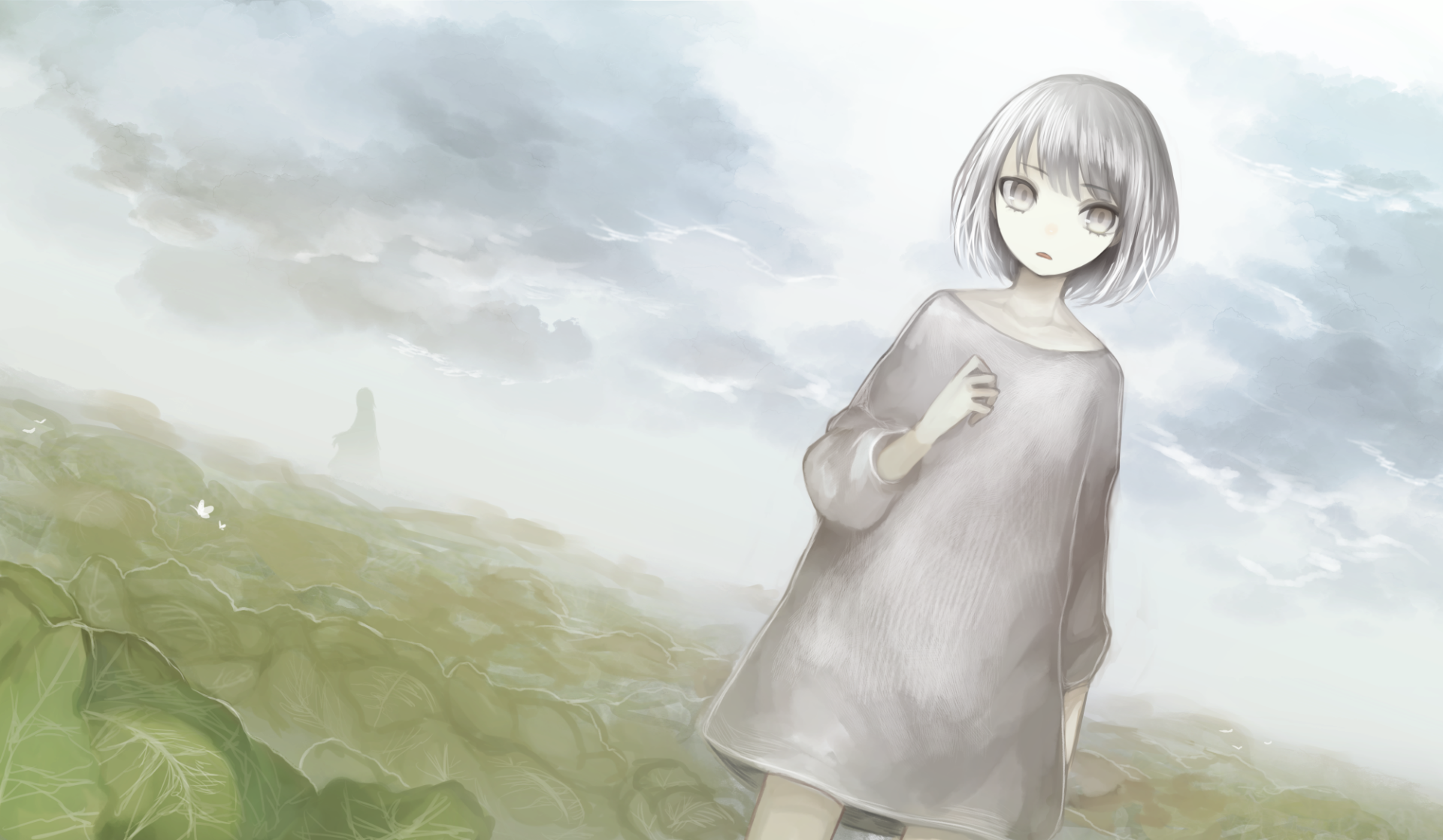 Download Grey Eyes Grey Hair Short Hair Anime Original HD Wallpaper by ヨル