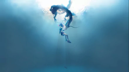 HD PC desktop wallpaper featuring an underwater scene from the anime Spirited Away, capturing ethereal light and fluid motion.